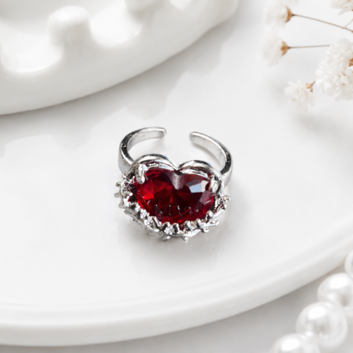Кольцо "Ruby heart" красный, 1шт