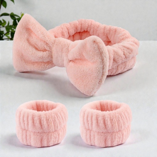 Набор повязка и напульсники "Bow" classic, розовый