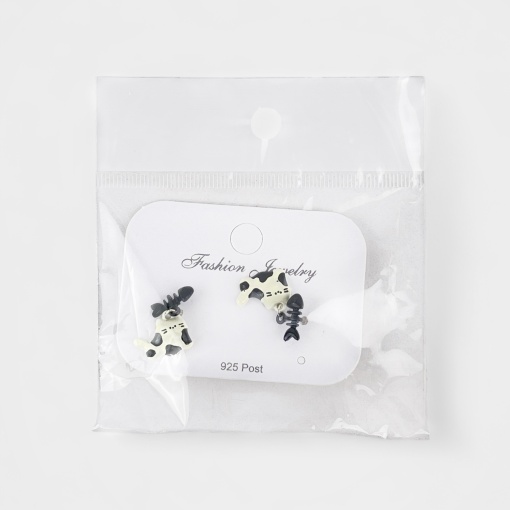 Серьги "Котики" черно-белый, №JQ2 