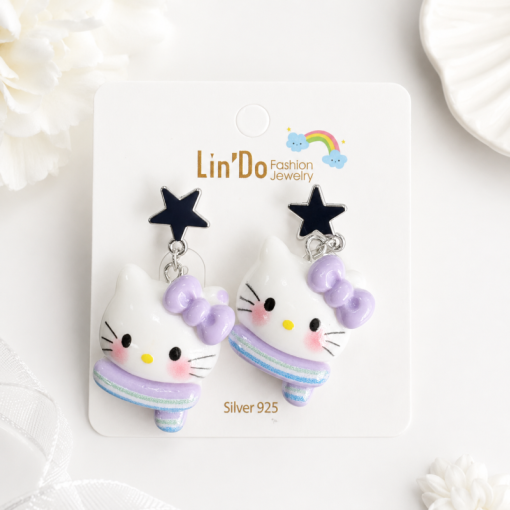 Серьги "Kt star" сиреневый, 1шт