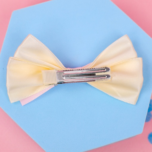 Заколка для волос "Бантик" Розовая лента, кремово-белый 