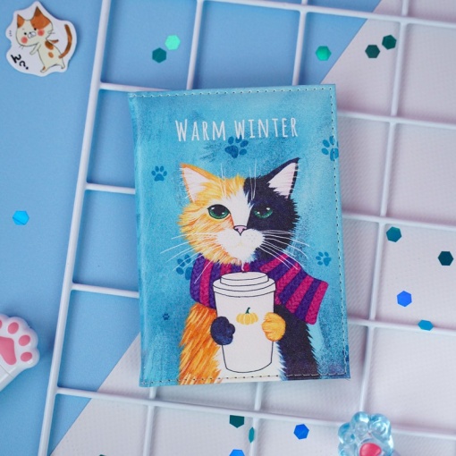 Обложка на паспорт "Породы кошек" зима