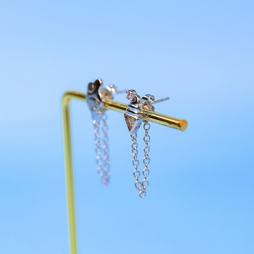 Серьги-гвоздики "Melo & Crystal" серебристый