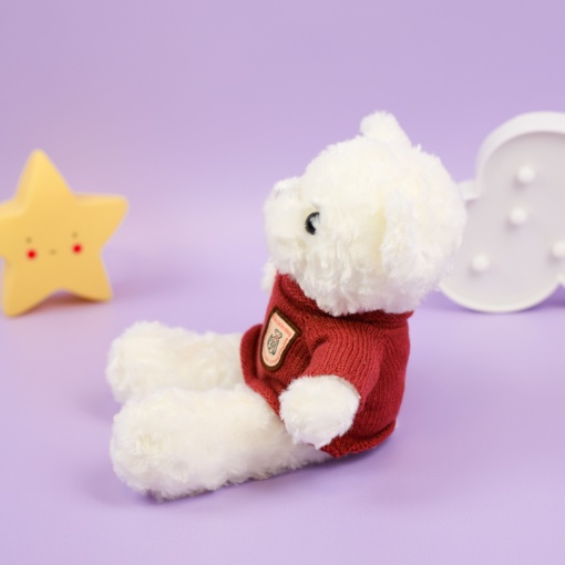 Мягкая игрушка "Милый белый медвежонок" бордовый, 30см