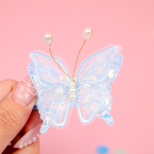 Набор заколок для волос "Бабочка" синий, 2 шт.