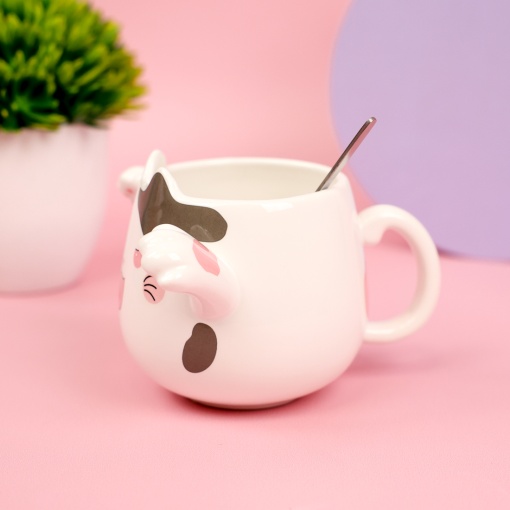 Кружка "Трехмерный кот" белый, 430мл оптом со склада!