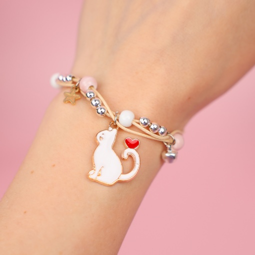 Браслет "Кошка" белый, №444M   