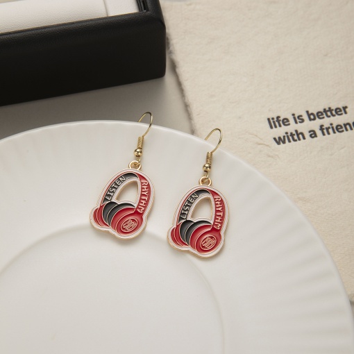 Серьги "Listen rhythm" наушники, красный
