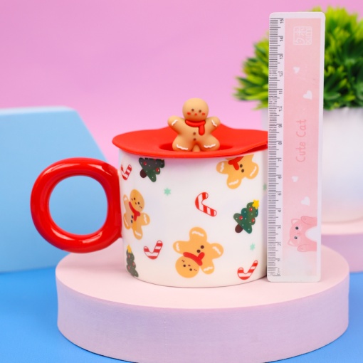 Кружка "НГ Пряничный человечек", бело-красный, 400 мл оптом со склада!