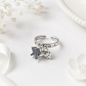Кольцо "Bag&Star" blue crystal, 1шт