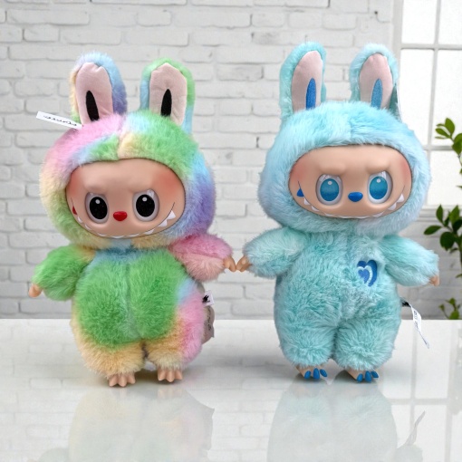 Мягкая игрушка "Labubu Zimomo" с сердечком, голубой, 50см