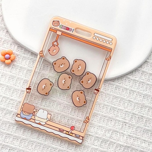 Чехол для карты "Мишки" прозрачный, коричневый