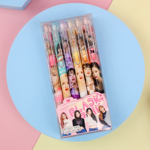 Набор ручек "K-pop" Black Pink №8043, 12 шт (черный)