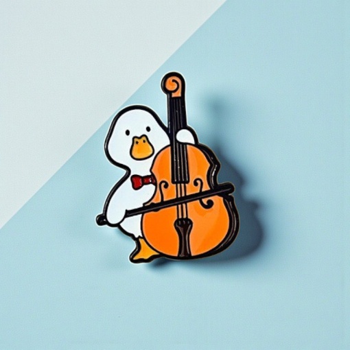 Значок-брошь "Уточка музыкант" контрабас 