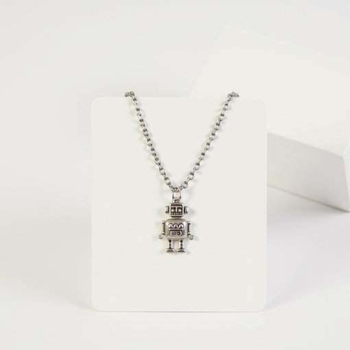 Кулон на цепочке "Робот" серебряный