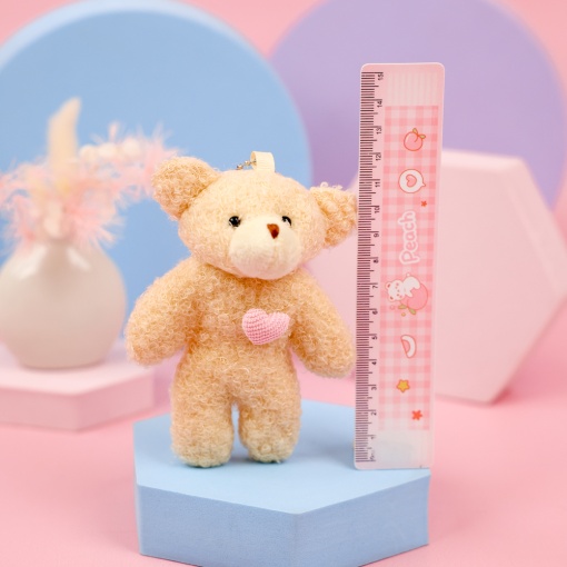 Мягкий брелок "Мишка с сердечком" бежевый, 10см