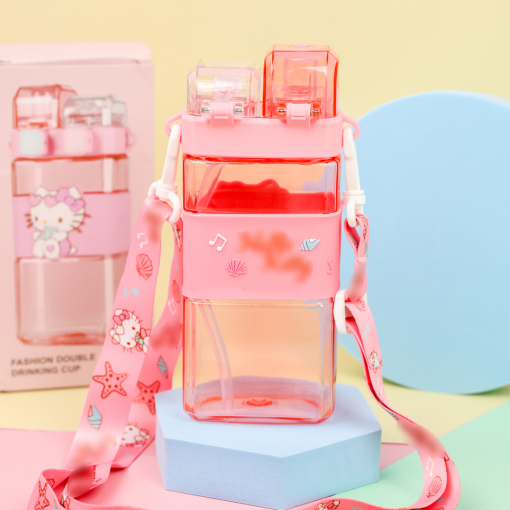 Бутылочка двойная, с трубочкой "My Mld" Кт, розовый, 520мл оптом