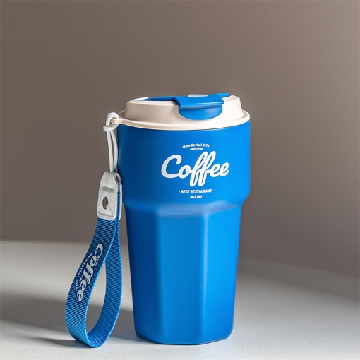 Термос-кружка "Coffee" синий, 420мл оптом