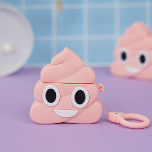 Чехол для AirPods1/2 "Какашка" розовый