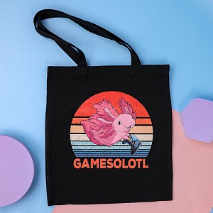 Сумка тканевая "Gamesolotl", черный, 1369-T оптом со склада в Москве