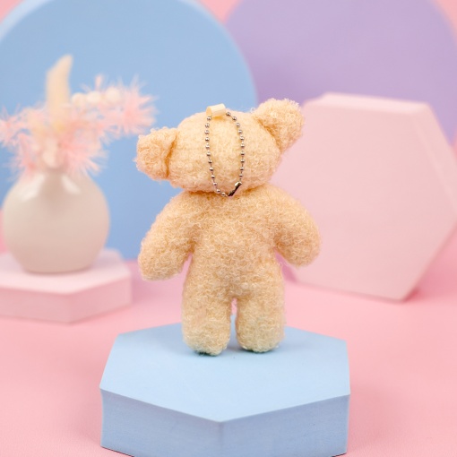 Мягкий брелок "Мишка с сердечком" бежевый, 10см