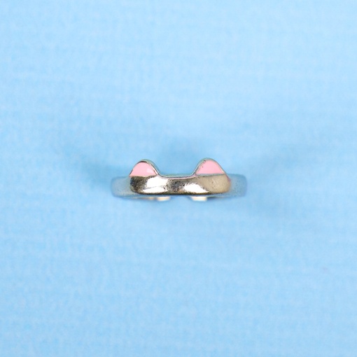 Кольцо "Neko" серебристо-розовый