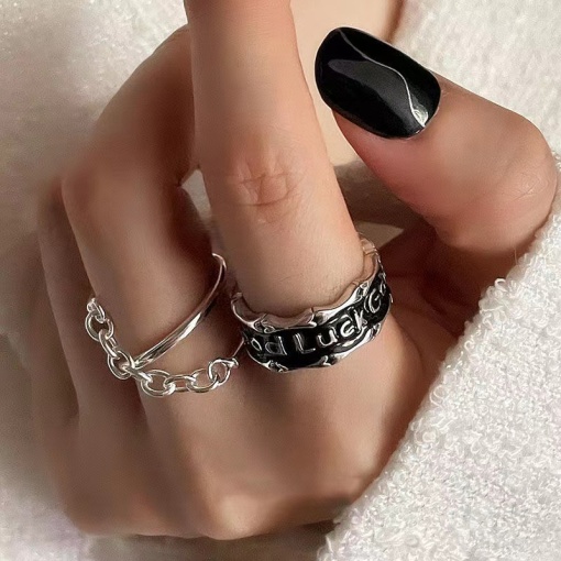 Кольца парные "Good Luck" цепочка 