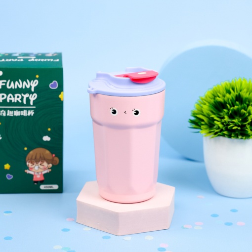 Термос "Happy" Funny party с сердечком, розовый, 450мл оптом