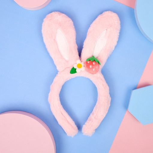 Ободок "Заячьи Ушки" Клубника, розовый