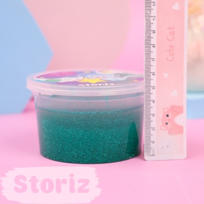 Слайм "Стекло" Party Slime с бирюзовыми блестками, 180 гр. STORIZ