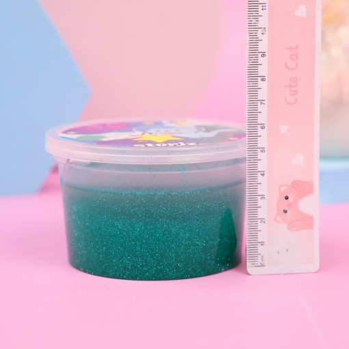 Слайм "Стекло" Party Slime с бирюзовыми блестками, 180 гр. STORIZ
