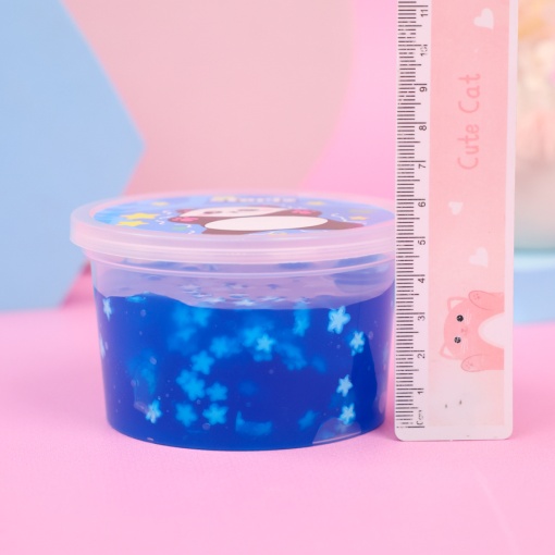 Слайм "Стекло" синий, с дек наполнителем звезды 180 гр. STORIZ