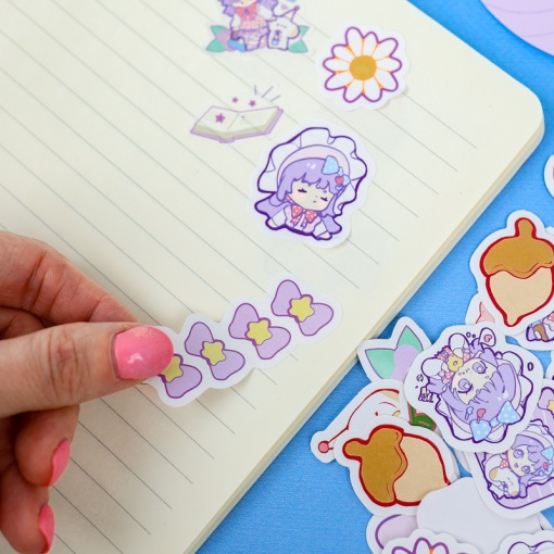 Набор наклеек и стикеров "Be Happy" сиреневый