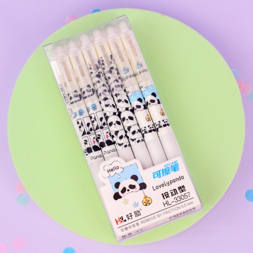 Набор ручек "Panda" №33057, 12 шт, со стирающими чернилами и стирашка (синий)