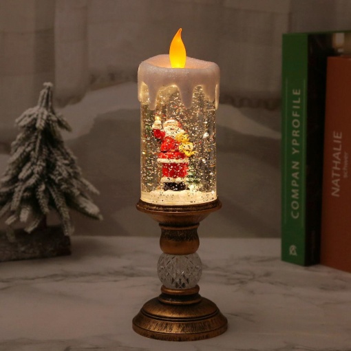 Ночник snow globe "НГ Свеча" Дед Мороз с подарками оптом