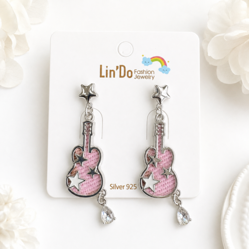 Серьги "Star guitar" розовый, 1шт