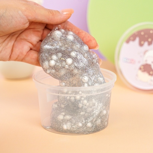 Слайм "Cute Lumb" серебристые блёстки + шарики, 150 гр. STORIZ