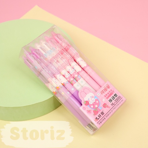 Набор ручек "Strawberry Rabbit" №33055, 12 шт, со стирающими чернилами и стирашка (синий)