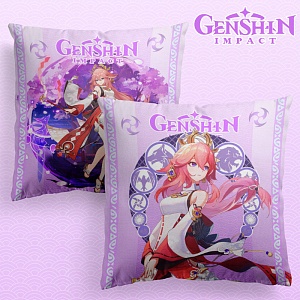Подушка декоративная "Genshin Impact" Яэ Мико, 40x40см (1 серия)