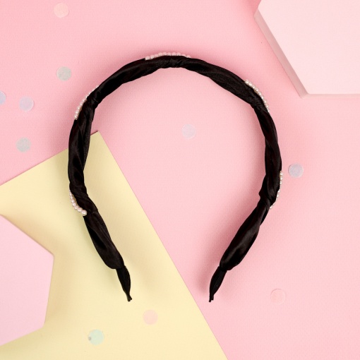 Ободок "Pearl" с бусинами, черный