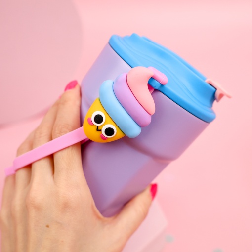 Термос "Happy" Funny party с мороженым, фиолетовый, 450мл оптом