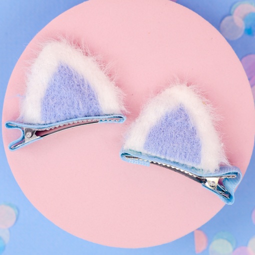 Заколка для волос "Ушки" 2шт, голубой