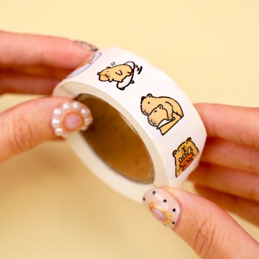 Набор наклеек в рулоне "Капибара" 500шт