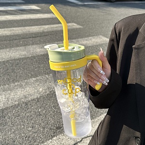 Стакан "Mood in cup" с трубочкой, желтый, 1300мл оптом