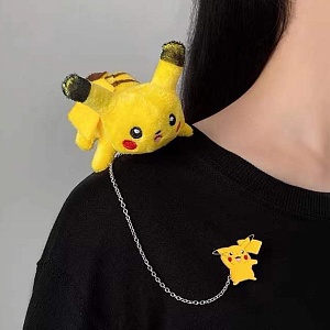 Брошь двойная "Pika-pika" желтый