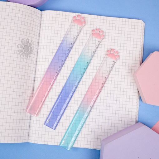 Линейка "Лапка" 15см., в ассортименте 1шт (градиент)