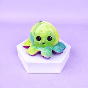 Мягкий брелок-перевертыш "Осьминожек" зелёно-фиолетовый, 10 см (тай-дай)