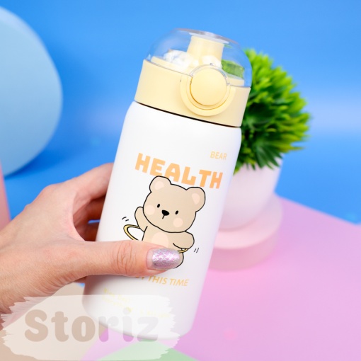 Термос "Health" с трубочкой, бело-желтый, 400 мл. оптом