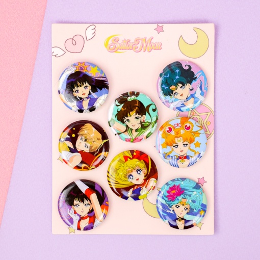 Набор круглых значков "Сейлор Мун" 32 мм (8шт)