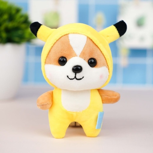 Брелок мягкий "Корги в шапочке" желтый 13 см